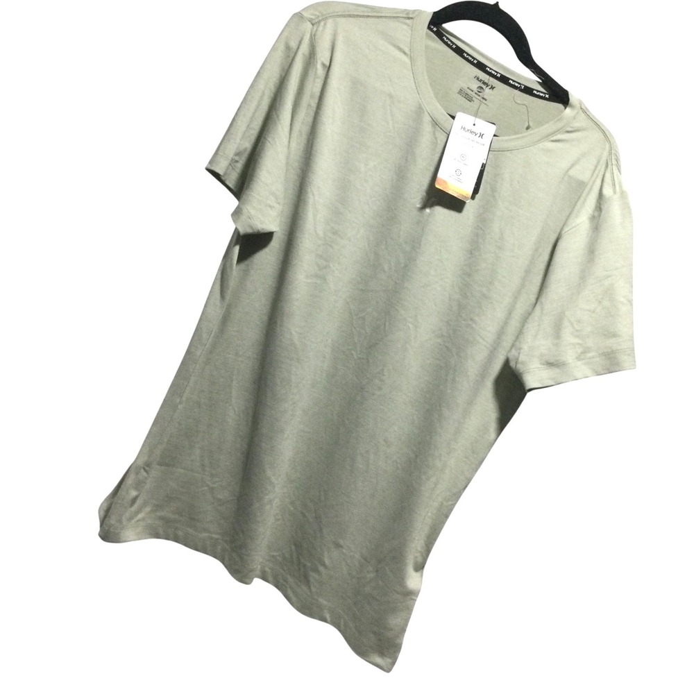 Hurley Mens High Performance T-Shirt SageGreen Moisture Wicking Crew Neck Medium